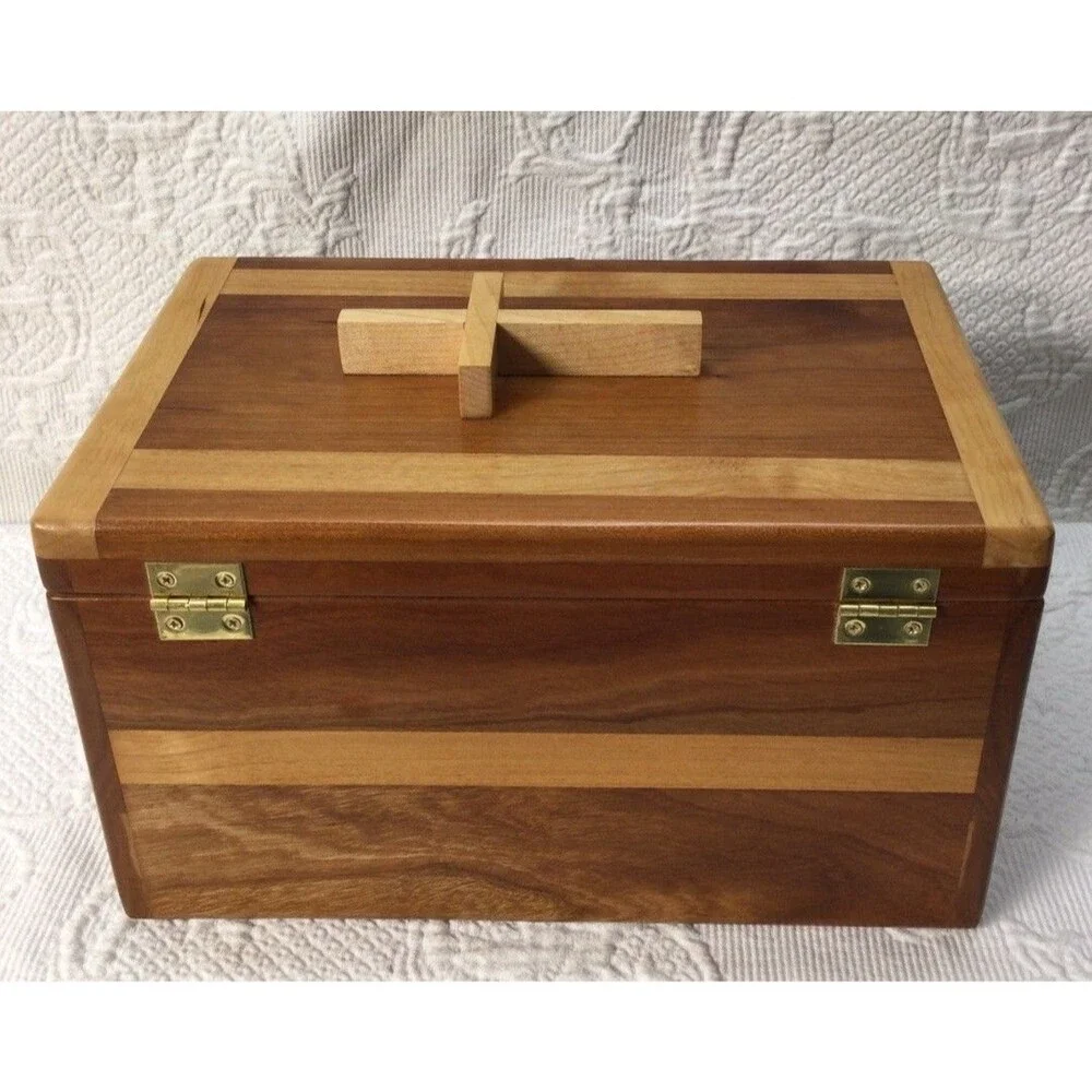 Handmade Wood Cremation Urn Study Made In USA Solid Wood Brass Hardware Adult